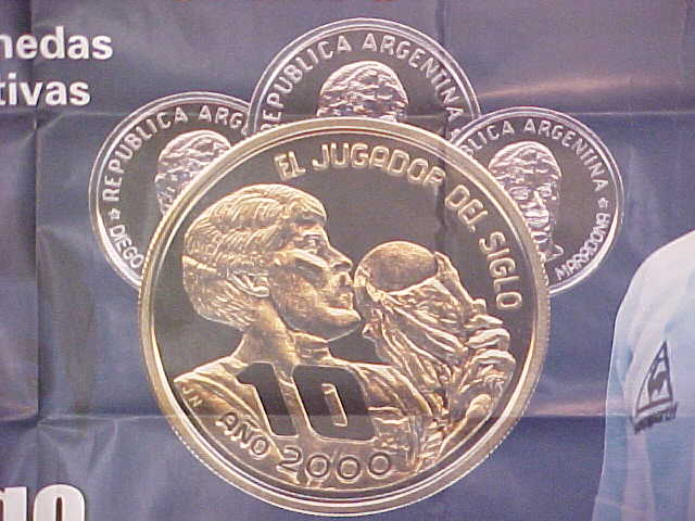 DIEGO MARADONA CONMEMORATIVE COINS 40 YEARS POSTER  