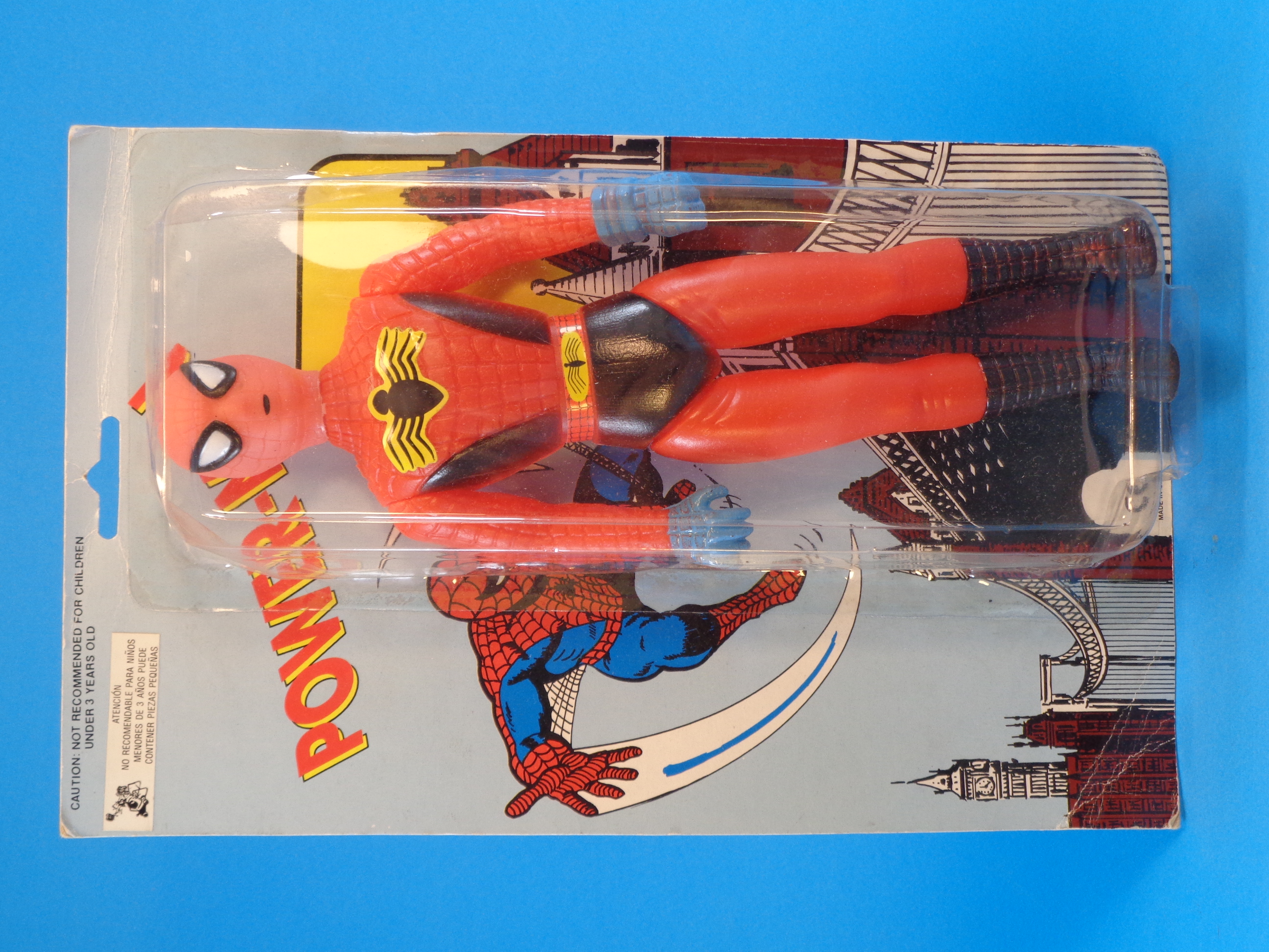 Spiderman figure is made as Mego style. It has paper decals on its 