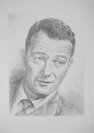 JOHN WAYNE ORIGINAL PENCIL SIGNED DRAWING PORTRAIT | eBay