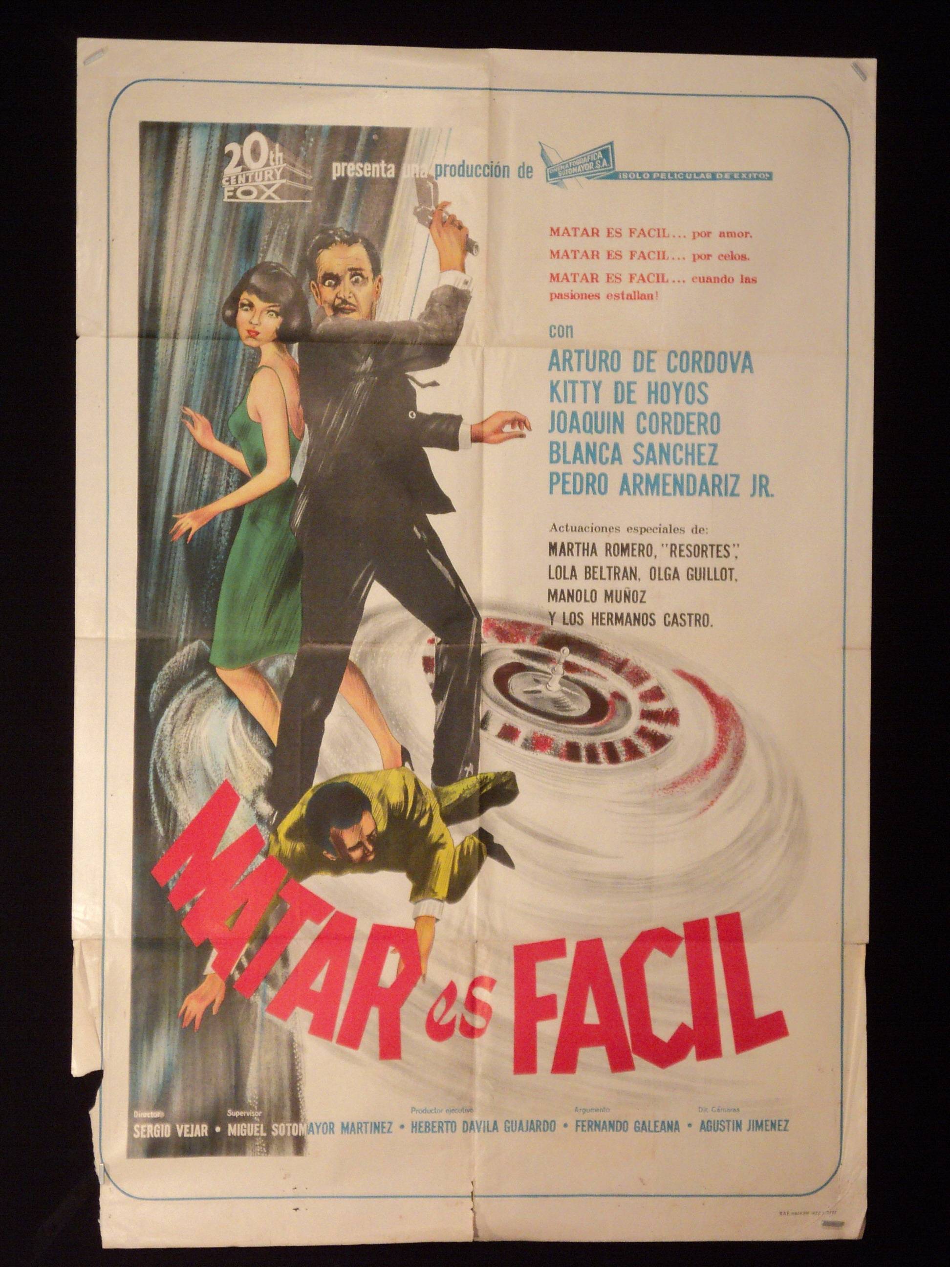 Matar ES Facil Arturo de Cordova Argentine 1sh Movie Poster 1966 